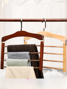 Rustic Wooden Pants Rack And Hanger for Home Use Multi-Functional Storage Organizer Clothing Wardrobe Wooden Clothes Hanger