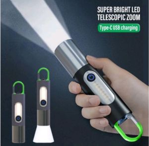 Senter Tangan LED TELESCOP ZOOM 750 Lumens Jarak Jauh Super Terang Anti Air Cas USB Rechargeable