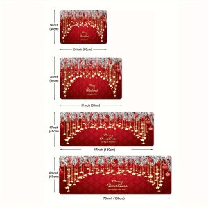 VIKAMA Christmas Kitchen Carpet Gold Star Ball "Merry Christmas" Words Kitchen Entrance Living Room Christmas Decoration