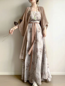 ต้นฉบับ ชุดฮั่นฝู ดีไซน์ ผีเสื้อเงาหมึกจังหวะ สไตล์จีนใหม่ยาวแห้งวัด ผู้หญิง เดินทางปรับปรุง ฤดูใบไม้ผลิ ฤดูร้อน