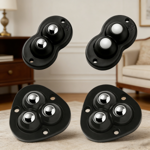 4PCS Universal Wheel 360°Rotation Pulley Self Adhesive Caster Stainless Steel Mini Swivel Wheels for Furniture Cabinet Trash Can