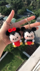 Móc khóa chuột Mickey chuột Minnie handmade - móc khóa len