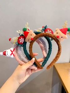Christmas Headband Santa Claus Headband Dress Hairpin Headdress Kids 圣诞节发箍可爱圣诞老人头箍节日装扮发卡头饰女毛绒压发发卡 M091