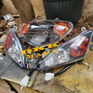 sepaket reflektor custom lampu depan mio lama + sen mio model mx custome smoke oren mio lama mio sporty