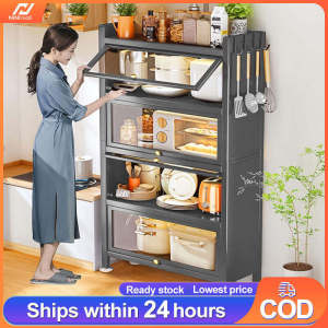 NINI 5layer Kabinet Rak Dapur Kitchen Cabinet Microwave Oven Rack Multi-layer Large Storage Shelves with Door Storage Shelves Length 100cm