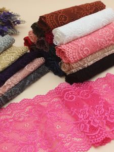 ผ้าลูกไม้สีดำ กว้าง สำหรับทำเสื้อผ้า DIY ริบบิ้นยืดหยุ่น อุปกรณ์ตกแต่งคอ เสื้อผ้า กระโปรง อุปกรณ์เย็บผ้า