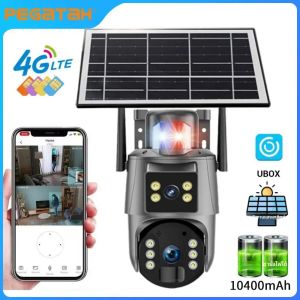 8MP พลังงานแสงอาทิตย์กล้อง 4G SIM กลางแจ้ง 4K Dual เลนส์ PIR Human Detection Night Vision กันน้ําพลังงานแสงอาทิตย์แบตเตอรี่ CCTV Monitor