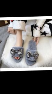 DÉP BÔNG LÔNG CỪU ĐÍNH NƠ