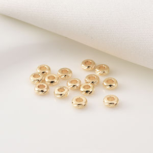 14K Gilded Twill Beads Spacer Beads Handmade DIY Bracelet Bracelet Flat Spacer Handmade Material Platinum Silver Hollow Bead