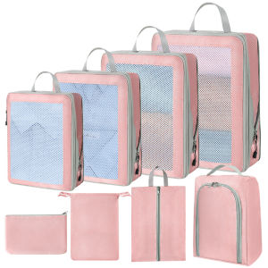 Travel Compression Packing Cubes Waterproof Expandable Mesh Clothes Organizer Bags for Luggage Shoes Underwear Toiletries