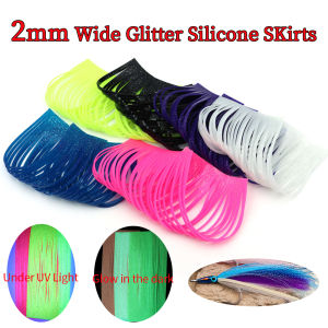 ICERIO 2mm Wide Glitter Silicone Skirts & Rubber Legs - Fly Tying Kit for Poppers Jigs Streamers Buzzbaits - UV & Luminous