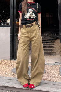 Loose High-Waisted Wide-Leg Denim Jeans Womens Lazy Style Hot Girl Vintage Design Long Pants Casual Fashion Spring 2025