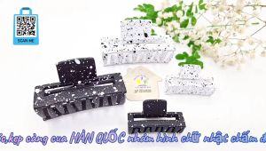 Kẹp tóc nữ hàn quốc cute phụ kiện bé gái kẹp càng cua nhiều răng trung gắp tóc nhám hình chữ nhật chấm đốm bò sữa Hàn Quốc cao cấp - thương hiệu Vợ Chồng Tôi