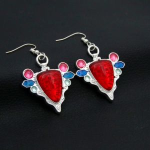 Anime JoJos Adventure Red Stone of Aja Hook Earrings Cosplay Joseph Joestar Drop Ear Clip for Women Jewelry