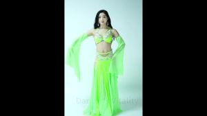Bộ Trang Phục Múa Bụng Đá Quý Cao Cấp Dành Cho Nữ Gồm 3 Món: Áo Ngực Tay Áo Và Váy Dài Voan Dùng Cho Biểu Diễn Múa Phương Đông