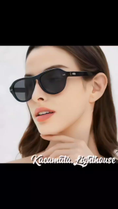Kacamata sunglass hitam pria wanita oversize kotak KMBNina Anti UV