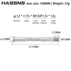 HASSNS MTB Thru Axle 12MM 15MM Mountain Bike Shaft Rear Hub Skewers Titanium Alloy Bicycle Wheel Axishub for 29 27.5 Frame