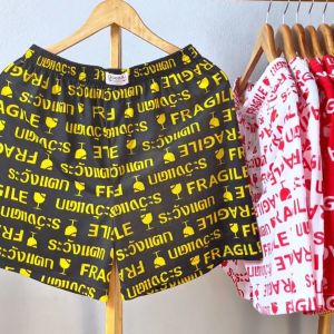 100 Salueng กางเกงบ๊อกเซอร์ผ้ายืดนิ่ม SET 4 ตัว 4 สี ลายระวังแตก รอบเอว 26-60 นิ้ว ((ลายใหม่!!))