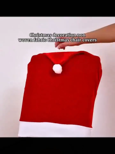 4Pcs Christmas Chair Covers Xmas Chair Decoration Red Santa Claus Hat Chair Back Covers Party Decor Table Party 65x50cm