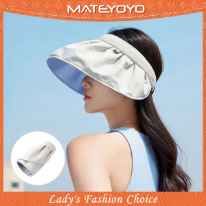 MATEYOYO Women Sun Cap Sun Visor Hat Foldable Empty Top Hat UPF50+ Sun Hats Portable Beach Cap Large Brim Cap Sun Protection Cap UV Protection Hats With Windproof Rope for Outdoor Travel