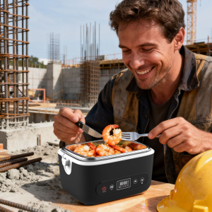 Rechargeable Heated Lunch Box Portable Water‑Free Thermal Bento Box with Divided Inner Container for Office & Car Use