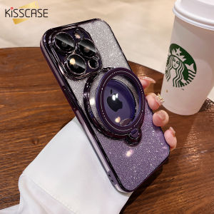 Kisscase Khung Trường Hợp Đối Với iPhone 15Promax Gradient Long Lanh Chủ Đối Với Magsafe Không Dây Sạc Trường Hợp Với Ống Kính Phim Chống Sốc Bìa Đối Với Apple15 14 13 12 11