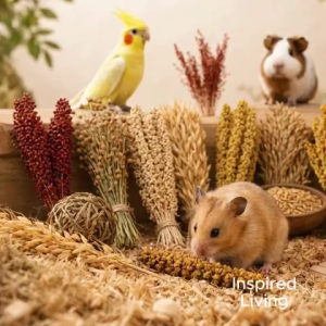 Hamster Foraging Treats | Flax Seed Spray | Vacuum Packed Millet Sorghum Oat Spray & Paddy Rice | Bird Small Pet Treats