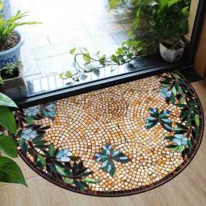 VIKAMA Explosion Flowers Plant Crystal Pile Carpet Living Room Bedroom Doorway Non-slip Dirty Resistant Home Decoration