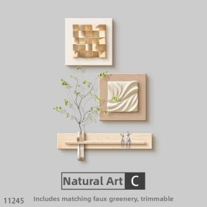 RUIBAHAO | Solid Wood Creamy Style Wooden Sandstone Decorative Painting