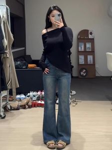 Quần Jeans Denim Ống Rộng Cạp Cao Thời Trang Thường Ngày Cho Nữ Quần Dài Ôm Dáng Ôm Dáng Cỡ Lớn Thiết Kế Thời Trang Mùa Xuân Thu