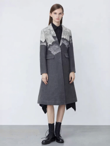 S·DEER | Áo Khoác Dài Cổ Suit Mực Tẩy Mùa Đông
