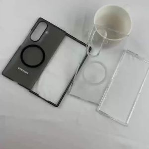 Samsung | Transparent For Magsafe Phone Case For Samsung Galaxy ZFold 8 7 Z Flip 7 6 5 Slim Clear Hard PC Magnetic Shockproof Back Cover
