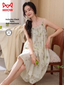 MiiOW | Maternity Large Size Summer Thin With Pads Lyocell Fabric Sleep Dress