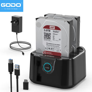 GODO USB 3.0 Dual Bay Type C 2.5/3.5 inch SATA HDD Dock Drives SSD HDD Aluminum External Hard Drive Station Offline Clone
