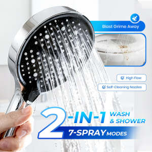 High Pressure Shower Head 15cm Big Panel Rainfall Bathroom Shower Head 7-modes Large Flow Spray Nozzle Rainfall Shower Faucet