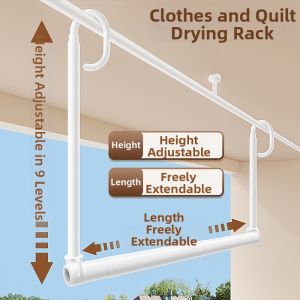 WEILAISHI | No-Drill Telescopic Adjustable Clothes Drying Rod