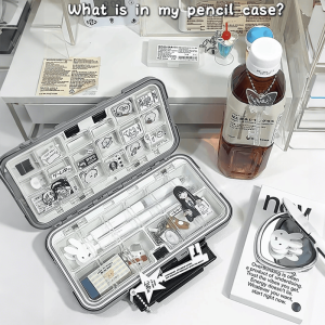กระเป๋าใสสำหรับใส่ปากกาแบบเรียบง่ายและทันสมัยสำหรับนักเรียนมัธยมต้นและมัธยมปลาย ดีไซน์ INS ที่สวยงามและน่ารัก