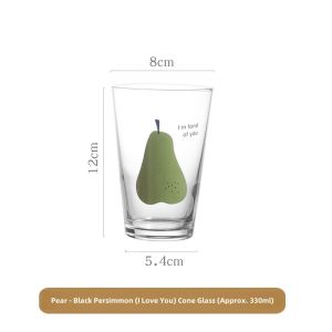 Adorable Fruit Pattern Glass Cup 450ml Drinking Water Beer Beverage Cup Commercial Use Home Use round Shape Lead-Free Glass