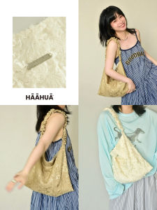 Original HAAHUA2025 Single Shoulder Bag Tassel Camellia Underarm Canvas Bag Luxury Minimalist Casual Magnetic Buckle Closure