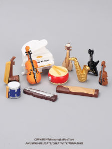 Mini Artificial Musical Instrument Miniature Guitar Piano Guzheng Violin Erhu Model Small Toy Kids Decoration Props
