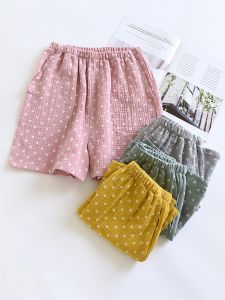Pure Cotton Gauze Summer Thin Short Pants Loose Beach Home Clothes Womens Three-quarter Length Printed Casual Comfortable Shorts