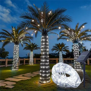 Solar Flexible Tube Lights Outdoor LED Hose String Lights 8 Lighting Modes Christmas Party Garden Yard Wedding Tree Decoration