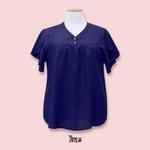 เสื้อคอวีแขนระบาย