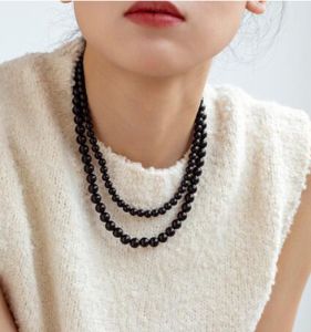 South Korea Fever Bloggers Same Style Necklace Elegant Black Agate-like Crystal String Beads Niche Normcore Bag Ins Necklace for Women