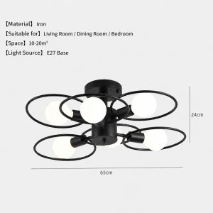 JOYINLED Modern Nordic Pendant Lights Iron Ceiling Lamp Multiple Heads E26/E27 Chandelier Black White Color Lighting Fixture