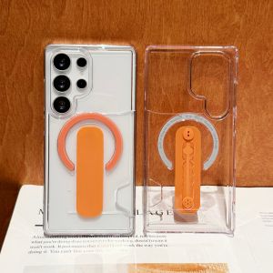 Original Card Holder Clear For Magsafe Magnetic Phone Case For Samsung S26 S25 S24 Plus S26 Ultra Bracket Wireless Charge Cover