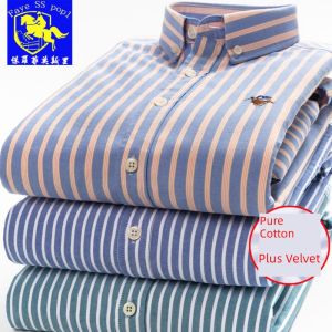 Paul Pure Cotton Oxford Cloth Warm Shirt Mens Long Sleeve Business Casual Fleece Lined Thickened Slim Fit Fashionable Shirt