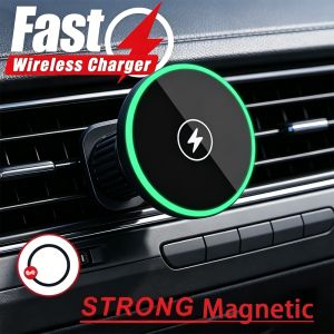 30W Fast Charging Magnetic Car Wireless Charger LED Light Phone Mount Holder for iPhone 12 13 14 15,16,17, Pro Max