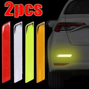 2pcs Car Body Reflective Warning Tape Stickers Auto Bumper Reflector Sticker Night Safety Driving Anti-collision Stripe Decals