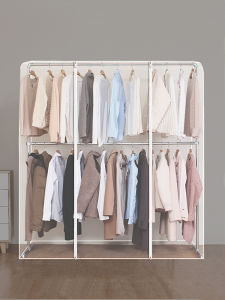 ตู้เสื้อผ้าแบบพับได้สำหรับห้องนอน ตู้เสื้อผ้าแบบสองชั้น ตู้เสื้อผ้าแบบตั้งได้ ผ้าคลุมป้องกันฝุ่น ผ้าคลุมปิด ทำจากพลาสติก